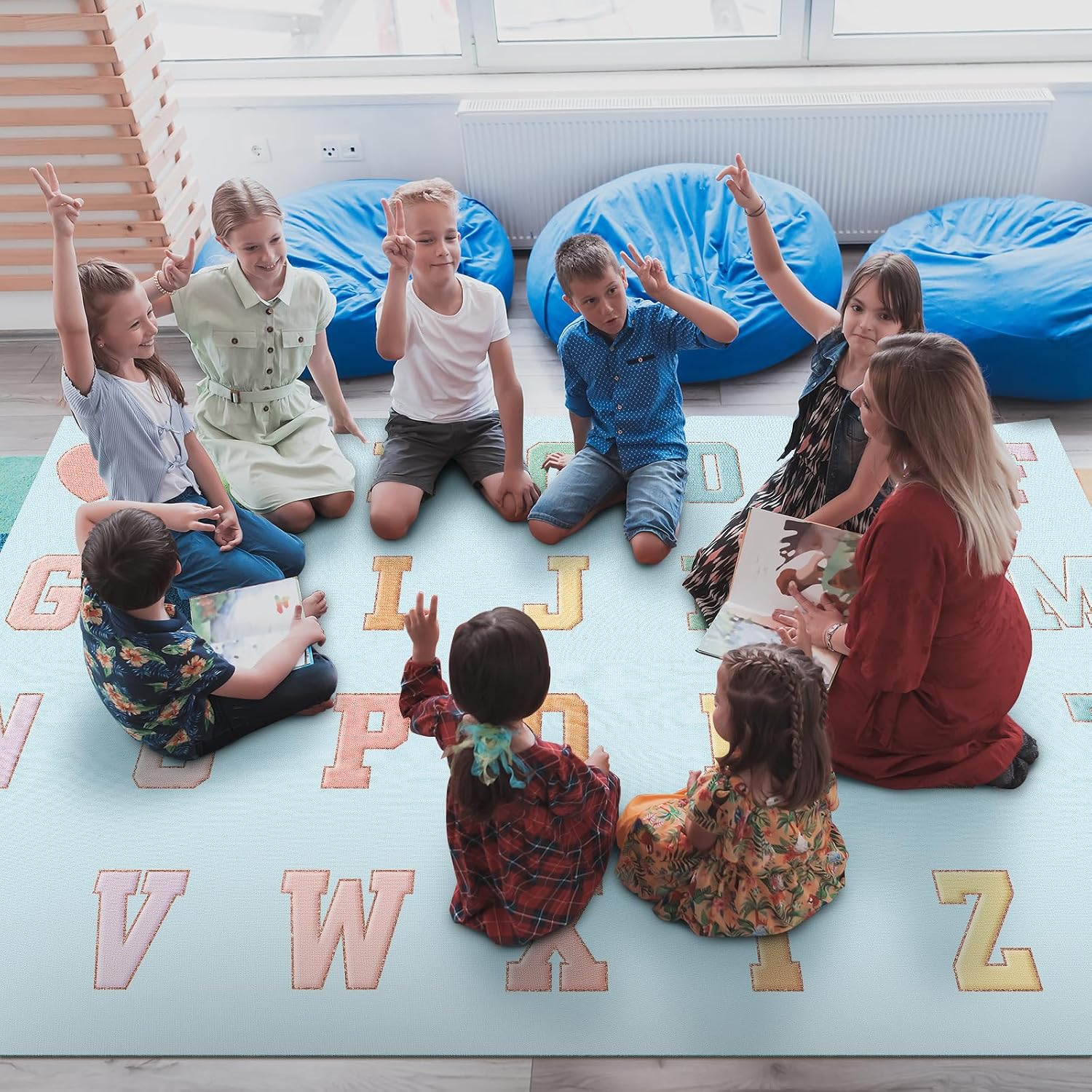 5 x 7.5ft Large Classroom Rug for Back to School Kindergarten Preschool Decor Educational Alphabet Carpet Rug Playful School Mat for Playroom Teaching - Image 4