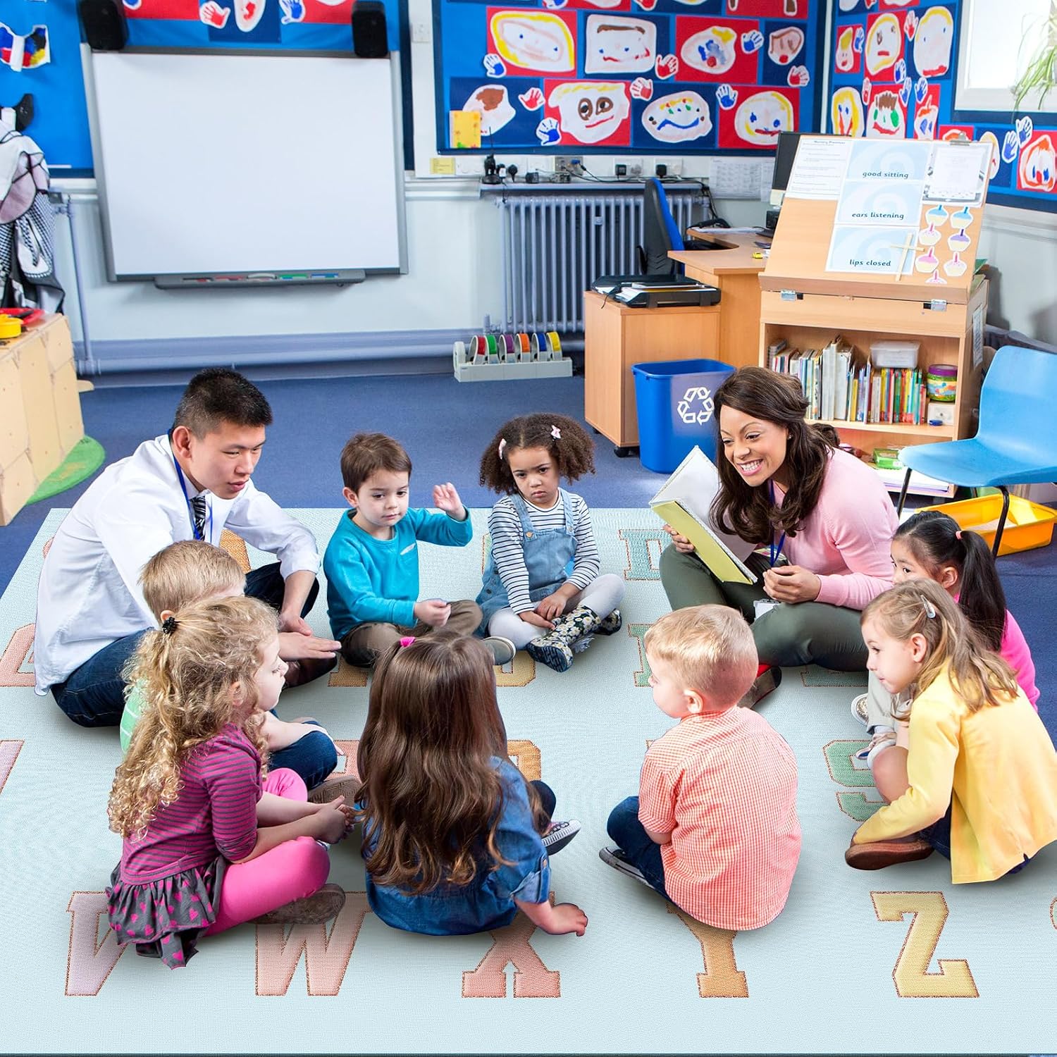 5 x 7.5ft Large Classroom Rug for Back to School Kindergarten Preschool Decor Educational Alphabet Carpet Rug Playful School Mat for Playroom Teaching - Image 5