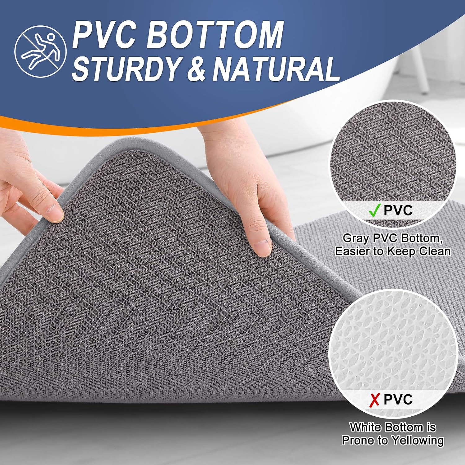 OLANLY Thick Memory Foam Bathroom Rugs 30x20, Soft Absorbent Bath Mat, Grey | Quick Dry Bath Rugs, Non-Slip Carpet, Machine Washable Mats for Bathroom Floor, Tub and Shower, Home Decor Accessories - Image 4