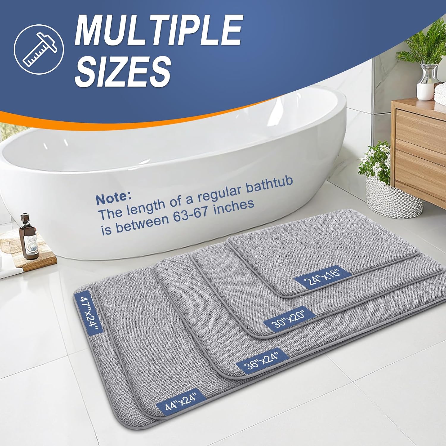 OLANLY Thick Memory Foam Bathroom Rugs 30x20, Soft Absorbent Bath Mat, Grey | Quick Dry Bath Rugs, Non-Slip Carpet, Machine Washable Mats for Bathroom Floor, Tub and Shower, Home Decor Accessories - Image 5