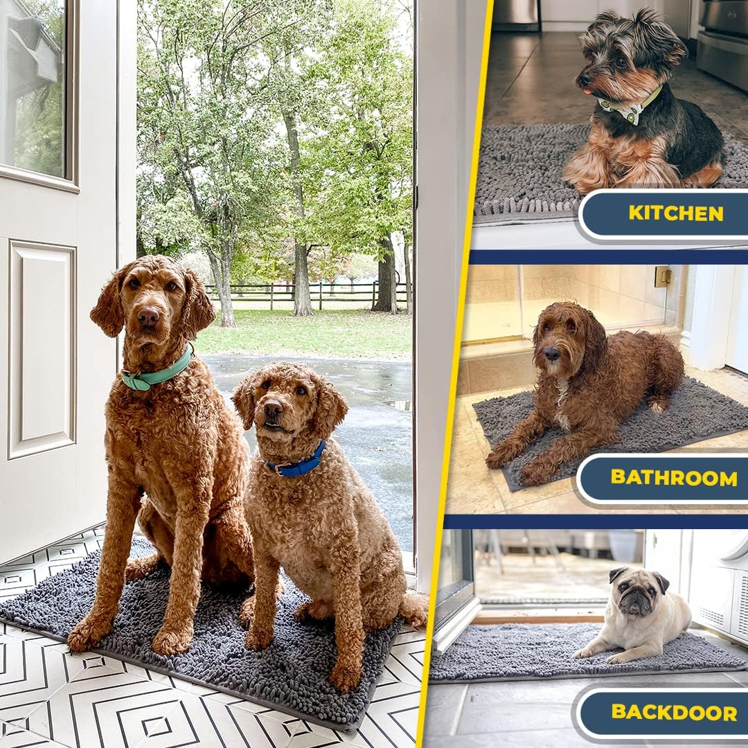 Muddy Mat® | Super Water Absorbent Door Mat Indoor, Microfiber Quick Dry Chenille Entryway Rug, Slip Resistant Front Door Mat, Indoor Mats for Entryway, Machine Washable Pet Rug, Grey 28"x18" - Image 7